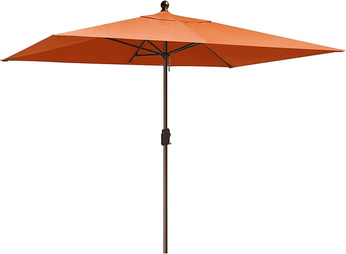 EliteShade USA 10-Year-Non-Fading 6.5x10Ft Rectangular Market Umbrella Patio Umbrella Outdoor Table Umbrella with Ventilation（Rust）