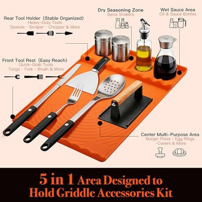 Silicone Grill Mat for Blackstone Griddle Accessories (Orange)