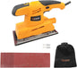 Hoteche 3.17 Amp Orbital Sander, 4.5 x 9 Inch Pad – Variable Speed, 7000–12000 RPM, Dust Bag, 5 Sandpapers & Carbon Brushes – Heavy-Duty Aluminum Base Sheet Sander for Wood, Paint & Metal