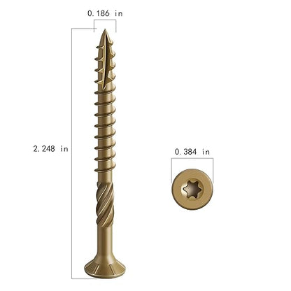 #10 * 2-1/4" Deck Screws, (180pcs) 2 lbs.Exterior Wood Screws, Rust Resistant epoxy Coated, Bronze, T25 Star Bit