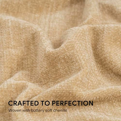 RECYCO Throw Blanket Soft Cozy Chenille Throw Blanket with Fringe Tassel for Couch Sofa Chair Bed Living Room Gift (Beige, 50" x 60") - color: Beige, size: 50'' X 60''