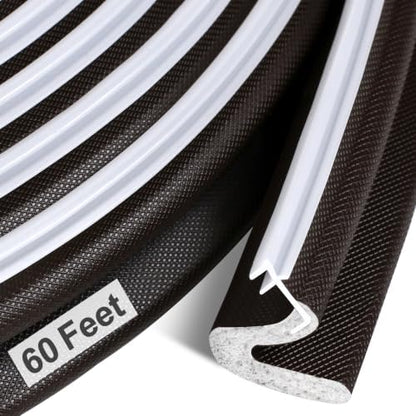 Litaibai 60 ft Kerf Weather Stripping Door Seal for Exterior Doors, Brown