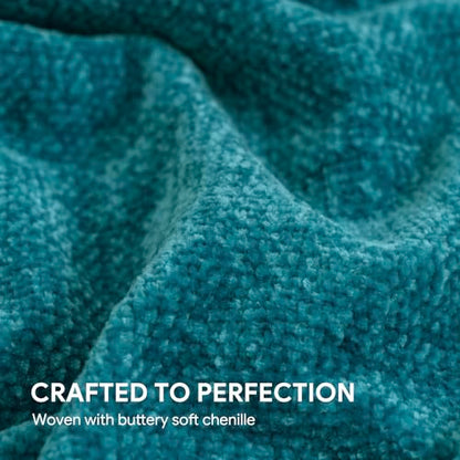 RECYCO Throw Blanket Soft Cozy Chenille Throw Blanket with Fringe Tassel for Couch Sofa Chair Bed Living Room (Teal, 50'' x 60'') - color: Teal, size: 50'' X 60''