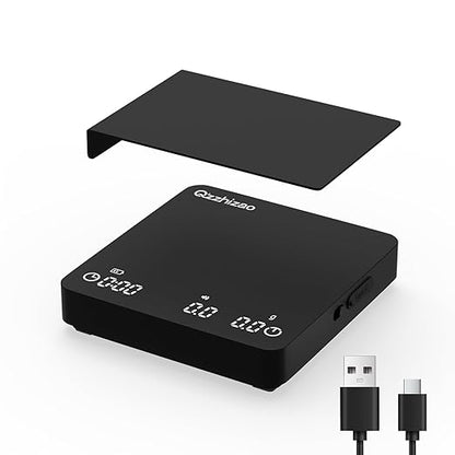 Digital Coffee Scale, 2kg/0.1g High Precision Mini Espresso Coffee Scale with Timer, Rechargeable, for Espresso and Pour-Over Coffee