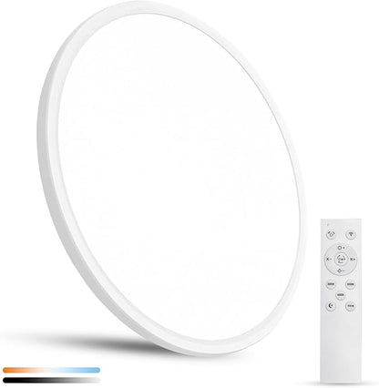 20 Inch Dimmable Large LED Flush Mount Ceiling Light, 43W, 3200LM, 3000K-6500K Stepless CCT, Dimmable with Remote Ceiling Light, Round Flat Panel Fixture for Living Room, Bedroom,Kitchen (White)
