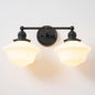 Vintage 2-Lights Wall Sconce Lights Black Bathroom Vanity Light with Milk Glass Double Sconce Wall Mounted Lamp for Bedroom Living Room Bathroom Mirror Kitchen Hallway Hardwire