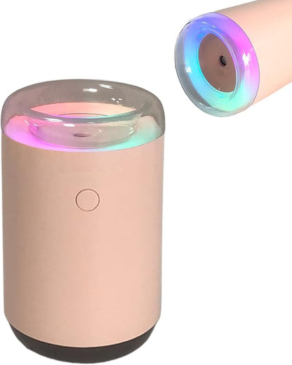 Portable Desk Car Mini Humidifier with Colorful Light, 2 Light Modes, Quiet Personal Ultrasonic Humidifier for Desktop, Bedroom, Car, Travel, Plant (Pink)
