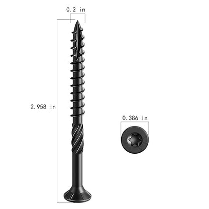 #10 * 3" Black Deck Screws, (342pcs) 5 lbs.Exterior Wood Screws, Rust Resistant Epoxy Coated, Bronze, T20 Star Bit