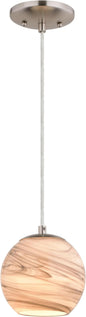 VAXCEL Milano LED Compatible Satin Nickel Transitional Mini Pendant Ceiling Light Multi Color Art Glass