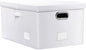 PRANDOM Collapsible Storage Box with Lid [1-Pack] Leather Fabric Foldable Storage Bin Organizer Container Basket Cube with Cover for Home Bedroom Closet Office Nursery White (22.8X15.7X11.8)