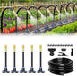 360° Adjustable Drip Irrigation System - 17FT Garden Watering System with 5 Nozzles, Garden Irrigation System, Greenhouse Accessories, Atomizing System for Yard, Lawn, Plants, 5/16 inch Hose