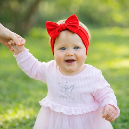 Baby Girl Headbands 0–6 Months – Newborn Infant Soft Cotton Handmade Bow Headband, Stretchy No Mark Baby Hair Accessories (Red, 0-6 Month)