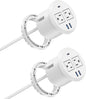 3 inch Desktop Power Grommet USB C,20W Fast Charging Station,Furniture Recessed Power Strip,2 Outlets,3 USB Ports,Flush-Mount for Desktop, Workspace Essential Desk Outlet,2 Pack (White)