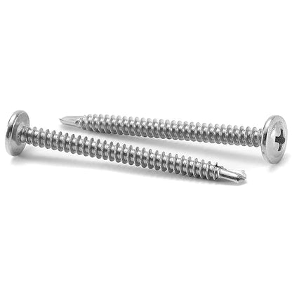 #8 x 2" Sheet Metal Screws 100PCS 410 Stainless Steel Truss Head Fast Self Tapping Screws by SG TZH
