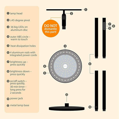 TROND Floor Lamp, 5000LM Super Bright Sky LED Modern Torchiere Standing Lamp, 3000K Warm White Light, 5-Level Dimmable, Modular 71 in Tall Pole Light, 30-Minute Timer for Living Room, Bed Room