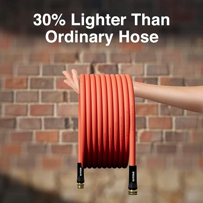 SPECILITE 3/4" Hot/Cold Garden Water Hose 75 ft, -50℉-190℉,Flexible & Lightweight With 3/4" Brass Fittings for Yard, Outdoor, Farm, Red
