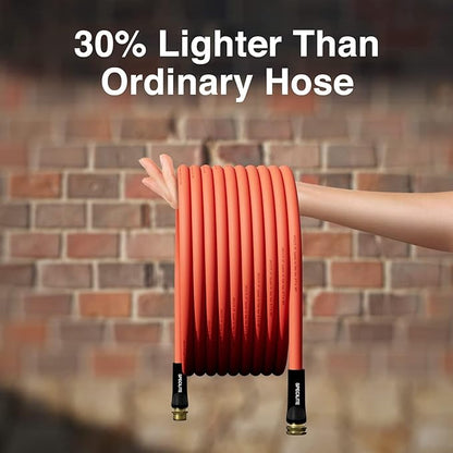 SPECILITE 3/4" Hot/Cold Garden Water Hose 75 ft, -50℉-190℉,Flexible & Lightweight With 3/4" Brass Fittings for Yard, Outdoor, Farm, Red