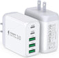 USB C Wall Charger Block, 2Pack 60W 5-Port C Charger Fast Charging Block PD Power Adapter +QC 3.0 Multiport Type C Box Brick Cube USB A Wall Plug for iPhone 15/16/17 Pro Max Plus, iPad,Samsung Galaxy