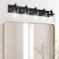 Black Modern Vanity Light for Bathroom,5-Light Bathroom Lighting Fixtures Over Mirror with Clear Glass Shade Wall Mount Light Fixture, E26 Metal Wall Lights for Hallway Kitchen Living Room