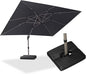 PURPLE LEAF 9' x 11' Patio Umbrella with Base Cantilever Umbrella Rectangular Outdoor Offset Umbrella with Champagne Frame and 360° Rotation for Garden Deck Pool, Black
