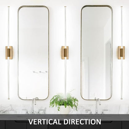 Modern LED Vanity Light, 360° Full Lighting Bathroom Light Fixture Over Mirror, 42W 5500K Cool White, Hardwired Wall Sconce, 59 Inch, Brass
