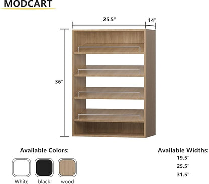 Shoe Shelf Short Tower Closet Unit, Modular Closet System, Wood Closet System Organizer with Storage for Walk In Closets, Clothing Rack for Hanging Clothes, Bedroom, Wood, 25.5"W