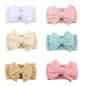 Stretchy Headbands with Bows for Newborn, Infant and Toddler Girls, Beige Unisex Head Wraps (6 Pack, 03H-09)