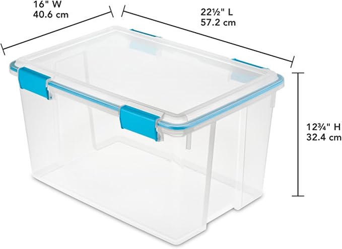 Sterilite 4-Pack Gasket Box, Weather-Resistant Storage Bins with Latching Lids, 54 Quart - Heavy-Duty Organizing Containers for Closet, Bathroom, and Office