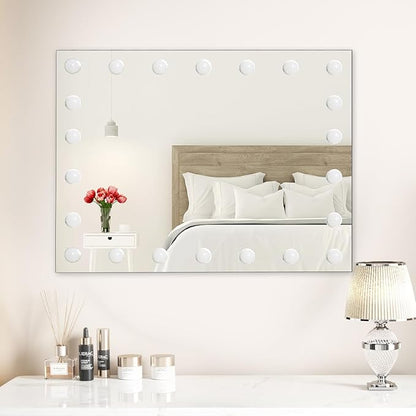 27.5"x 21.6" Vanity Mirror Makeup Mirror with Lights,10X Large Hollywood Lighted Vanity Mirror with 22 Dimmable LED Bulbs,3 Color Modes,Touch Control for Bedroom,Tabletop or Wall-Mounted