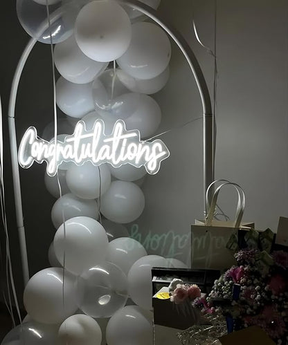 Congratulations LED Neon Signs for Wall Decor Neon Wall Art Acrylic LED Lights with Hanging Chain Light Up for Bedroom Decor Graduation Bar Pub Wedding Party 5V USB Powered Dimmable