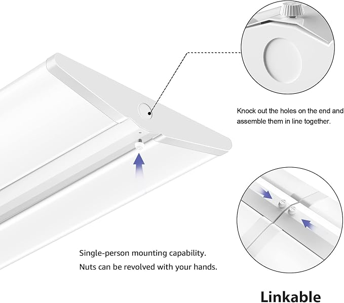 AntLux 72W 4FT LED Wraparound Office Light, Ultra Slim LED Garage Shop Lights Flush Mount, 8000 Lumens, 5000K, No Glare, 4 Foot Wrap Puff Ceiling Lighting Fixture, Fluorescent Tube Replacement, 4 Pack