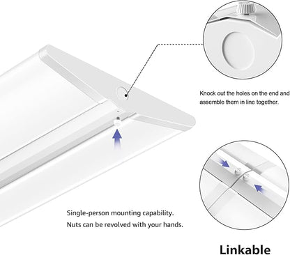 AntLux 72W 4FT LED Wraparound Office Light, Ultra Slim LED Garage Shop Lights Flush Mount, 8000 Lumens, 5000K, No Glare, 4 Foot Wrap Puff Ceiling Lighting Fixture, Fluorescent Tube Replacement, 4 Pack