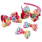 JIAHANG Baby Girls Grosgrain Ribbon 4 Inch Hair Bow Headband and Alligator Clips Set, Colorful Hair Bow Accessories for Children Toddler School Girls 4Pcs Gift Set(Stripe1)
