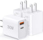 USB C Super Fast Charger, 3-Pack 30W Dual Port PD+QC Fast Charger Adapter Block for iPhone 14/15/16/17/Pro/Pro Max/Plus/iPad/MacBook air, (25W PPS) Type C Charging for Samsung S21 S22 Pixel