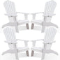 Psilvam Adirondack Chair, Oversized Poly Lumber Fire Pit Chair with Cup Holder, 350Lbs Support Patio Chairs for Garden, Weather Resistant Outdoors Seating, Relaxing Gift for Father & Mother (4,White)