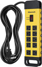 DEWENWILS 10-Outlet Metal Surge Protector Power Strip with 15Ft Cord, UL Listed, Flat Plug, 15A Circuit Breaker, 1440Joules, Heavy Duty Industrial Power Strip for Garage, Workshop, Wall Mountable