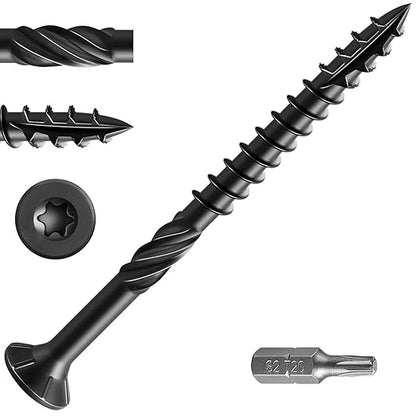 #10 * 3" Black Deck Screws, (342pcs) 5 lbs.Exterior Wood Screws, Rust Resistant Epoxy Coated, Bronze, T20 Star Bit