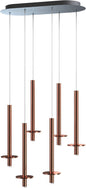 Draco 6 Pendant Lighting Copper – LED Hanging Light Fixture for Kitchen Island, Bar, Foyer – Equilateral Cluster of Mini Metal Rod Pipe Tube Cylinders – Dimmable, Adjustable Wire, Lamp Bulb Included
