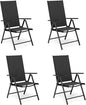 MFSTUDIO Patio Folding Chairs Set of 4, Outdoor Patio Dining Chairs, Portable Black Sling Patio Chairs, 7 Levels Adjustable Sling Back Chairs for Backyard Lawn Garden