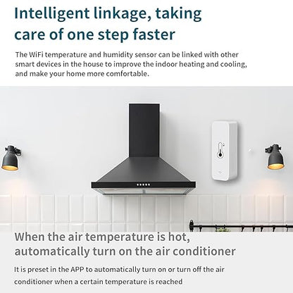 Wi-Fi Smart Thermometer Hygrometer, Digital Mini Indoor Temperature and Humidity Sensor, Room Temperature Humidity Sensor App Remote Control for Greenhouse Cellar,Compatible Alexa/Google Home