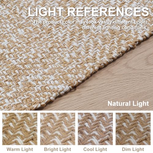 Collive Hallway Runner Rug, 2' x 6' Hand Woven Reversible Washable Entryway Rugs, Tan Cotton Modern Laundry Room Carpet Long Farmhouse Carpets for Bathroom Sink Foyer Bedroom - color: Tan/Cream, size: 2' x 6' (Rectangular)