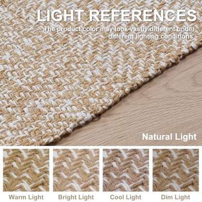 Collive Hallway Runner Rug, 2' x 6' Hand Woven Reversible Washable Entryway Rugs, Tan Cotton Modern Laundry Room Carpet Long Farmhouse Carpets for Bathroom Sink Foyer Bedroom - color: Tan/Cream, size: 2' x 6' (Rectangular)