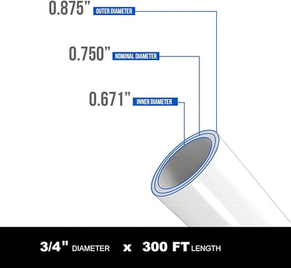Supply Giant PEX-A Plumbing Tubing, 3/4 Inch x 300 Ft, White, Non-Barrier PEX Pipe for Potable Water, Flexible Water Tubing