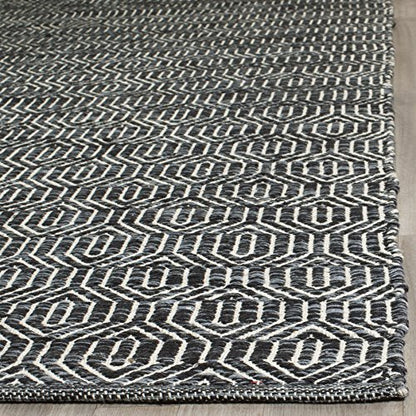 SAFAVIEH Montauk Collection Accent Rug - 4' x 6', Ivory & Dark Grey, Handmade Flat Weave Cotton, Ideal for High Traffic Areas in Entryway, Living Room, Bedroom (MTK413A) - size: 4' x 6' (Rectangular)