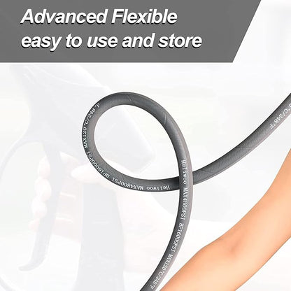 3/8'' Pressure Washer Hose 50 FT, Hot and Cold Water Power Washer Hose Max 248°F, Commercial Industrial Grade Steel Wire Braided Kink Proof Extension Hose with 3/8 Quick Connect 4800 PSI