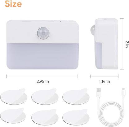 Motion Sensor Night Light for Indoor: 6 Pack Rechargeable Stair Lights LED 35 Lumen 3000k Step Lights with Magnetic Suck - Motion Sensor Lamp for Cabinet Closet Hallway Bedroom Stairs (Rechargeable)