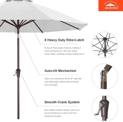 ABCCANOPY OLEFIN® 5-Year No Fading 9FT Patio Umbrella, Outdoor Table Umbrella with 8 Sturdy Ribs for Deck, Backyard, Picnic (White)