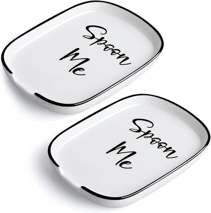 Ceramic Spoon Rest for Stove Top, Large Spoon Holder for Kitchen Counter, Coffee Spoon Rest, Heat-Resistant Cooking Utensil Rest, Modern Kitchen Decor, Set of 2