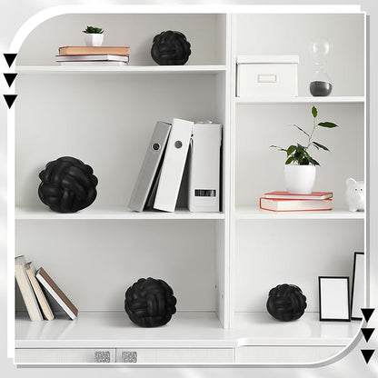 Wenqik Matte Black 3 Pcs Knot Decor, Chain Link Coffee Table Bookshelf Decor Accents, Entry Table Ceramic Aesthetic Minimalist Decorative Objects for Modern Home Living Room Decoration 3 Sizes