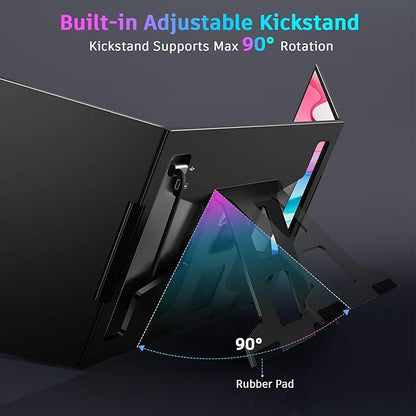 QQH Laptop Screen Extender, 15.6” Triple Portable Monitor for Laptop with Ultra-Slim FHD IPS Display, USB-C Plug and Play Extended Screen Compatible with MacOS, Windows, Android for 12-16" Laptops